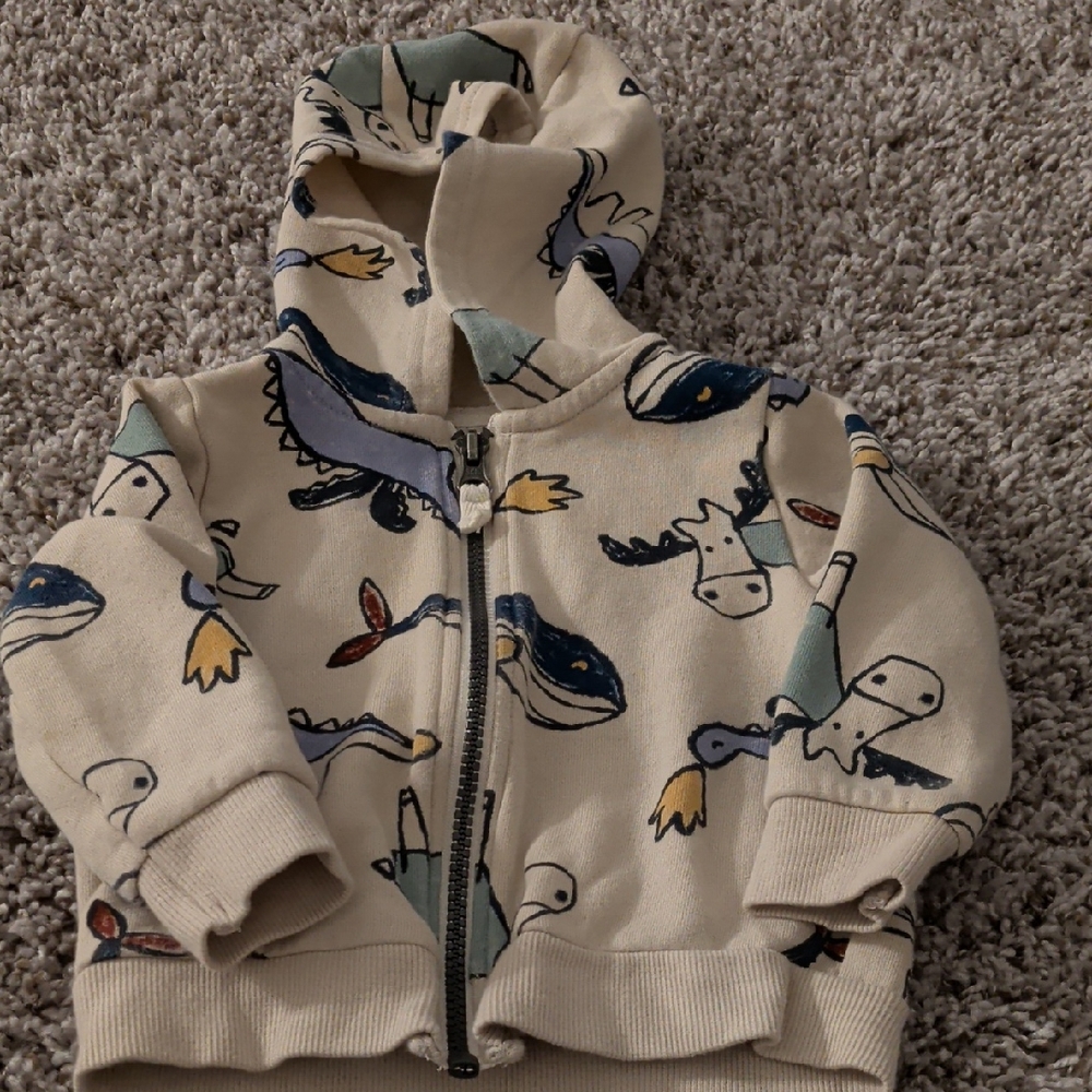 6/$35 Carters Cream Dinosaur Hoodie